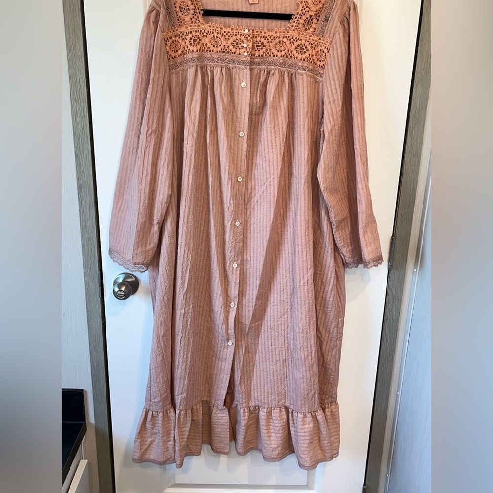 Willow Creek Prairie Cotton Blend Gown Lounger Dress Cottagecore USA Large - Picture 4 of 6